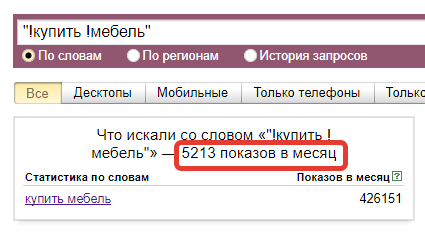 Яндекс Вордстат запрос в кавычках с!