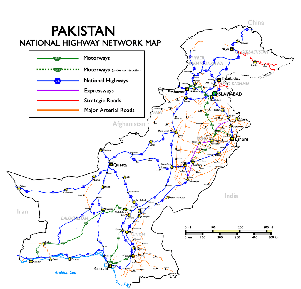 Карта дорог Пакистана