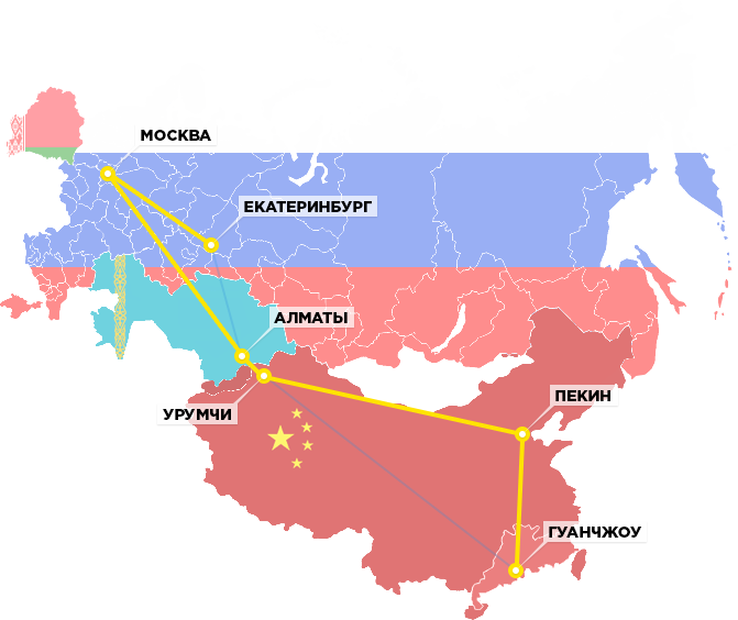 Карта с китая до россии