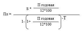 Формула аннуитетного платежа Сбербанка